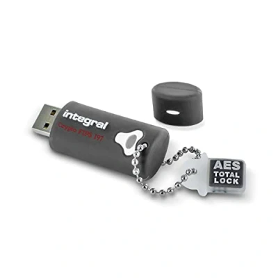 Afbeelding van Integrale 4GB Crypto 197 256 bit 3.0 USB stick versleuteld wachtwoord beschermd FIPS gecertificeerd, bescherming tegen brute force aanvallen robuust, dubbellaags waterdicht design