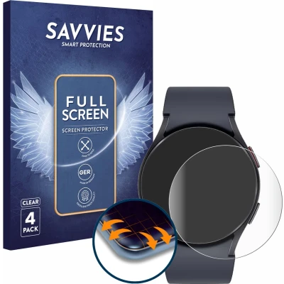 Afbeelding van Savvies Screenprotector voor Samsung Galaxy Watch 6 (44 mm) Folie Beschermfolie transparant volledig dekking (4 Stuks)