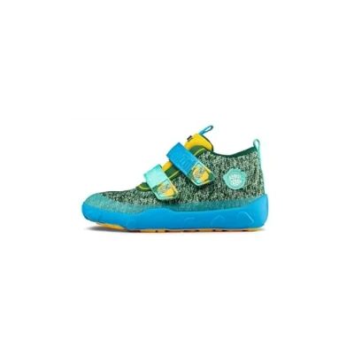 Afbeelding van Affenzahn Tussenschoen gebreid patroon Happy schoen voor de overgangsperiode Knit waterdicht ademend veganistisch met koude voering klittenbandsluitingen en antislipzool, Creatieve groene beer