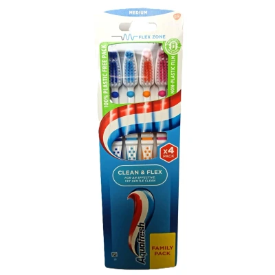 Afbeelding van Aquafresh Tandenborstel Clean &amp; Flex Medium 4 Stuks
