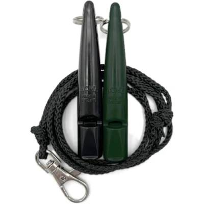 Afbeelding van ACME Hondenfluitje nr. 211,5 met pijpenband, in dubbelverpakking, 2 fluitjes inclusief banden, ideaal voor het terubellen, luid en verreikend (Black + Forest Green)