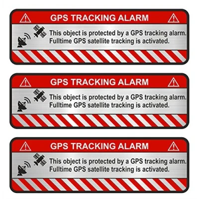 Afbeelding van Finest Folia 9 x GPS stickers voor fiets, motorfiets, auto, alarm, waarschuwing, anti diefstal, sticker, tracker, beveiligd, aluminium geslepen zilver, R057 Object