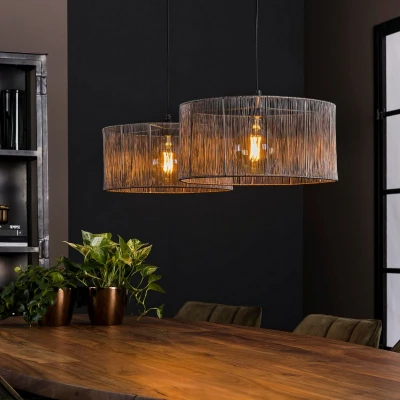 Afbeelding van Fraaai Filip hanglamp 2L stringshade Metaal zwart nikkel