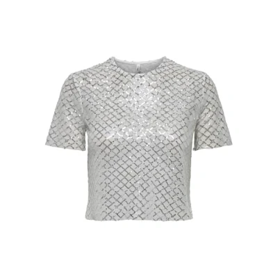 Afbeelding van Onlbead S/S O Neck Top Box JRS, cloud dancer, L