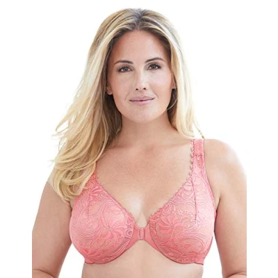 Afbeelding van Glamorise Vrouwen Plus Size Wonderwire Kant Front Sluiting Onderdraad #9245, Abrikoos, 90E
