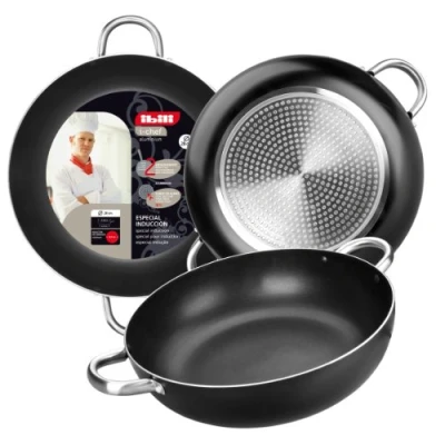 Afbeelding van IBILI Diepe koekenpan met 2 handgrepen i chef, 28 cm, aluminium, antiaanbaklaag, geschikt voor inductie