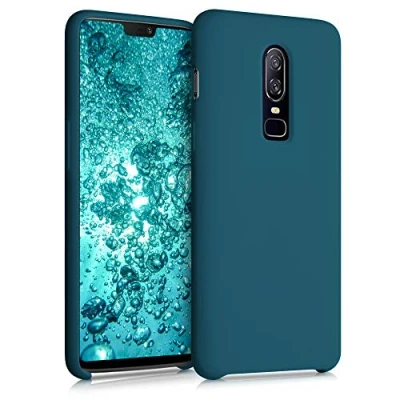 Afbeelding van kwmobile telefoonhoesje geschikt voor OnePlus 6 Hoesje met siliconen coating Smartphone case in mat petrol