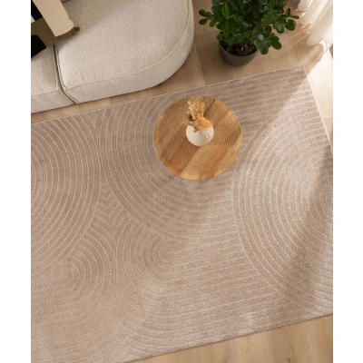 Afbeelding van Scandinavisch Vloerkleed Contour Curve Beige 80x150 Cm
