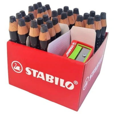Afbeelding van STABILO Whiteboard en Flipchart Markers MARKdry Classpack van 30 Zwart met 2 x Slijpers