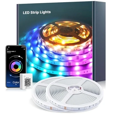 Afbeelding van Mexllex Ledstrip, 40 m, bluetooth ledstrip met afstandsbediening en app, 16 miljoen kleuren, synchroniseren muziek, led lichtketting voor slaapkamer, tv, thuis, kastdek