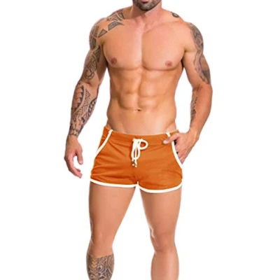 Afbeelding van Palglg Sportieve korte broek voor heren, roosterweefsel, hardlopen, training, zwemmen, fitness, oranje, M
