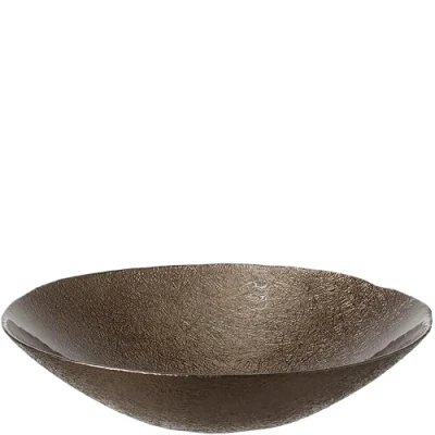 Afbeelding van Leonardo Como, 053311, designschaal van glas, bruin, elegante glazen schaal met glinsterend, gestructureerd oppervlak, diameter: 32 cm, 1 stuk