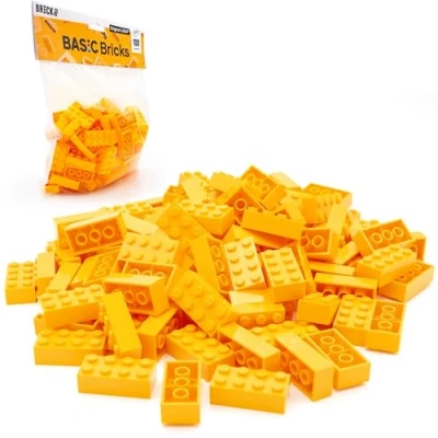 Afbeelding van Lego Classic 3001, lichtoranje (oranje), 2 x 4 bouwstenen, 100 stuks losse onderdelen starterset of uitbreiding voor stenen box en plaat