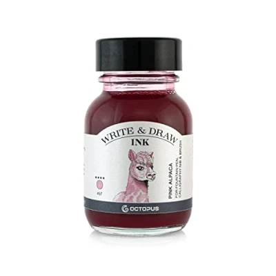 Afbeelding van Octopus Write and Draw Ink 457 Pink Alpaca, watervaste inkt voor schrijven en tekenen, kalligrafie inkt, lichtechte tekeninkt vulpen, glaspen, penseel, 50 ml