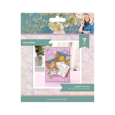 Afbeelding van Sara Signature Age of Elegance Clearstamp/Snijmal Set Love Letter