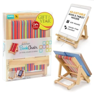 Afbeelding van Deckchair Bookchair iPad Stand Tablet Book Holder Cookbook Reading and Rest Fun Novelty Gift Idea for Readers, Lovers, Cooks Cooking at Home