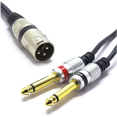 Afbeelding van VITALCO XLR stekker naar 2 x 6,3 mm TS jack kabel 3 m microfoonkabel polig mono audio adapter
