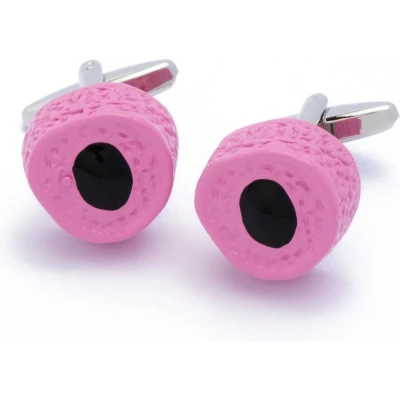 Afbeelding van Manchetknopen Drop Snoep Rond Zwart en Roze