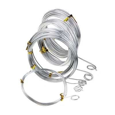 Afbeelding van Zilverkleurige aluminiumdraad/knutseldraad, 5 verschillende maten (1 mm, 1,5 2 2,5 mm en 3 dik), aluminium draadrollen voor doe het zelvers, sculptuur handwerk, per rol meter
