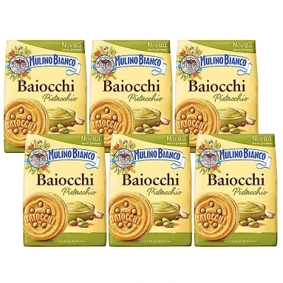 Afbeelding van MULINO BIANCO Baiocchi koekjes met pistachevulling 240g (Pistachenoten, x6)