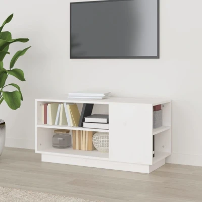 Afbeelding van Tv meubel 80x35x40,5 cm massief grenenhout wit
