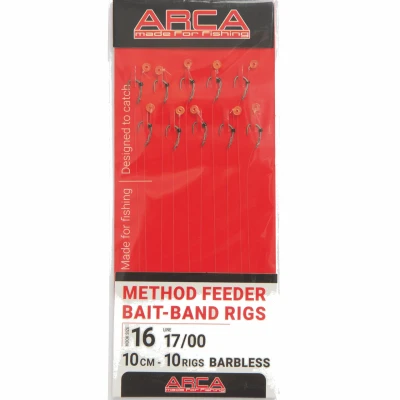Afbeelding van Arca Method Feeder Bait Band Rig Barbless KO.7 (10pcs) Maat : Haak 16 0.22mm