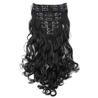 Afbeelding van CAISHA XXL 45cm 8 Delige Set CLIP IN EXTENSIONS Haarextensies Haarstukje Golvend Natuurlijk Zwart CES26 1