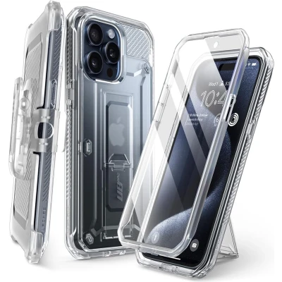 Afbeelding van SUPCASE Unicorn Beetle Pro Hoesje Geschikt voor de Apple iPhone 15 Stofdichte Case Met Ingebouwde Screenprotector Full Protect valbescherming Holster en Kickstand Clear