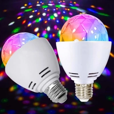 Afbeelding van GBKDQQ 2 x LED partylicht: E27 3W RGB discobal licht 360 roterende disco gloeilamp, discolamp voor fitting, lamp party decoratie bruiloftsfeest verjaardagsfeest Kerstmis