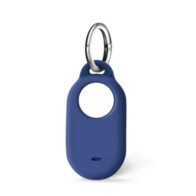 Afbeelding van ISKIP Samsung SmartTag2 hoesje, siliconen compatibel met Galaxy Smart Tag2, hoesje sleutelhanger (donkerblauw)