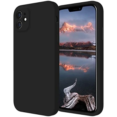 Afbeelding van iPhone 11 hoesje, siliconen [vierkante randen] en [camerabescherming] geüpgraded telefoonhoesje met zachte anti kras microvezelvoering, 6,5 cm, zwart