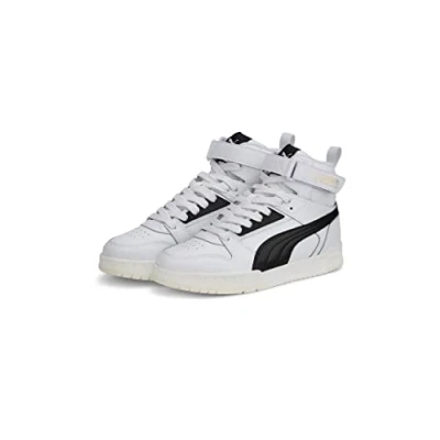 Afbeelding van Puma GAME JR Unisex Sneakers hoog voor kinderen, Maat: 38.5, White/black/team gold Leer