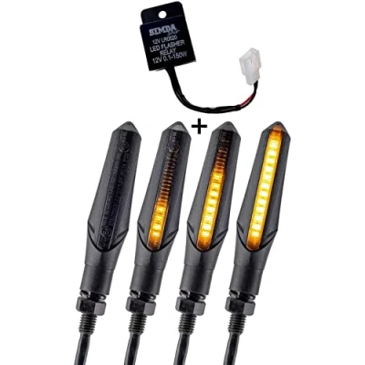 Afbeelding van Simda Pro Led motorfiets knipperlicht E Mark met relais loopeffect scooter looplicht sequentieel zwart universeel quad ATV super look en mooi helder watertest IP67 keurmerk