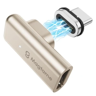 Afbeelding van Magtame 240W Magnetische USB C Mannelijke naar Vrouwelijke Adapter 90 Graden Rechte Hoek, Type Extender, 40Gbps 4K Video voor Thunderbolt 3/4 USB4 Steam Deck, ROG Ally, Switch, PC,