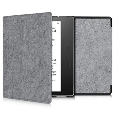Afbeelding van kwmobile hoes compatibel met Amazon Kindle Oasis 10. Generation E reader beschermhoes in lichtgrijs Vilt
