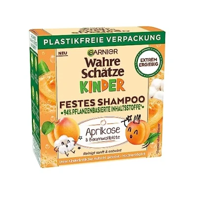 Afbeelding van Garnier Festes kindershampoo, milde verzorgingsshampoo voor gevoelig haar en gemakkelijk kambaar, met abrikoos katoenbloesem, echte schatten kinderen, 1 x 60 ml
