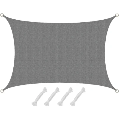 Afbeelding van UV Schaduwzeil 3x2 m HDPE Luifel Rechthoekig Zonwering Zonnezeil Dekzeil Tuin Balkon Grijs