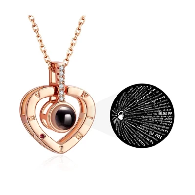 Afbeelding van Bixorp Friends BFF Ketting met &quot;I LOVE YOU&quot; in 100 talen! Rosé Goud Hartje Vriendschapsketting Meisjes Best Vriendschap Cadeau