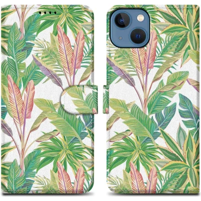 Afbeelding van Cadorabo Hoesje geschikt voor Apple iPhone 14 PLUS Design Groen Regenwoud No. 8 Beschermhoes Case Cover met magnetische sluiting, standaardfunctie en kaartvakje