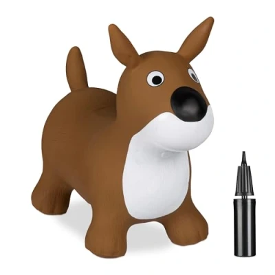 Afbeelding van Relaxdays skippy dier hond met luchtpomp tot 50 kg bpa vrij bruin wit
