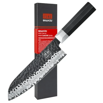 Afbeelding van SHAN ZU TAKUMI Series Santoku mes, keukenmes, scherp Japans mes van staal 9CR18MOV, 7 laags, professioneel groente en vleesmes met handvat G10