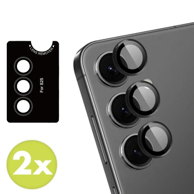 Afbeelding van 2 Pack Screenprotectors Samsung Galaxy S25 Plus: imoshion Camera lens protector Glas Zwarte randen