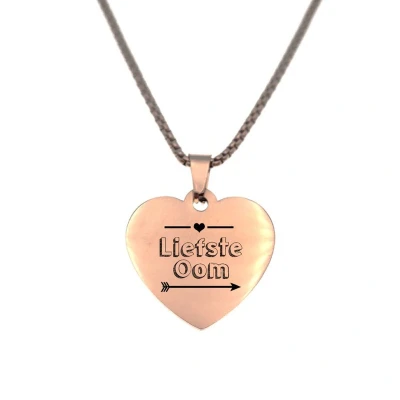 Afbeelding van Ketting RVS Hart Rosegoud Liefste Oom