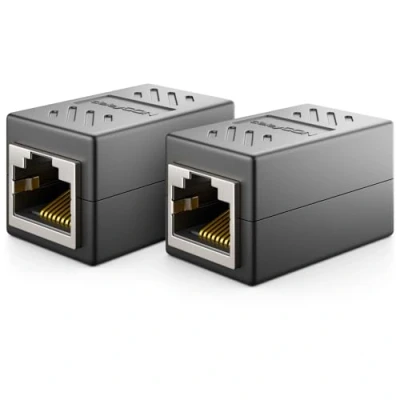 Afbeelding van deleyCON 2X CAT6 Koppeling Connector Netwerkkabel Patchkabel Ethernet Kabel Adapter Modulair Afgeschermd RJ45 Bus DSL LAN Zwart