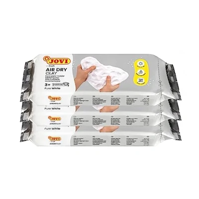 Afbeelding van Jovi Air Dry modelleermassa, gebruiksklaar, luchtdrogend, op basis van natte klei, 3 x 500 g in wit