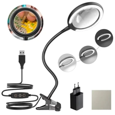 Afbeelding van DUDSOEHO 3 voudige dimbare daglicht led vergrootlamp, vergrootglas met 6 instelbare lichtinstellingen voor lezen, senioren, hobby&#039;s, knutselen