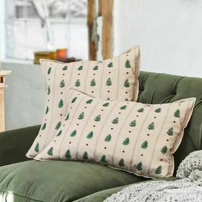 Afbeelding van LOBERON Kussenhoes set van 2 Emily beige/groen