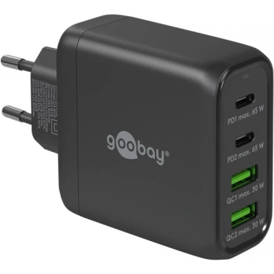 Afbeelding van Goobay USB C PD multiport snellader (68 W) zwart 2x poorten (Power Delivery) en A (Quick Charge)