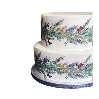 Afbeelding van Top That Eetbare decoratie glazuurplaat lavendelbloem en vlinder rand lint perfect voor het decoreren van uw taarten gemakkelijk te gebruiken