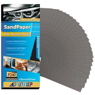 Afbeelding van ALPXUXP Schuurpapier Set,30 stuks 93 x 230mm Korrel P240 Droog/nat voor Handschuren,voor Het Polijsten van Automobiel Metaal Kunststof Hout